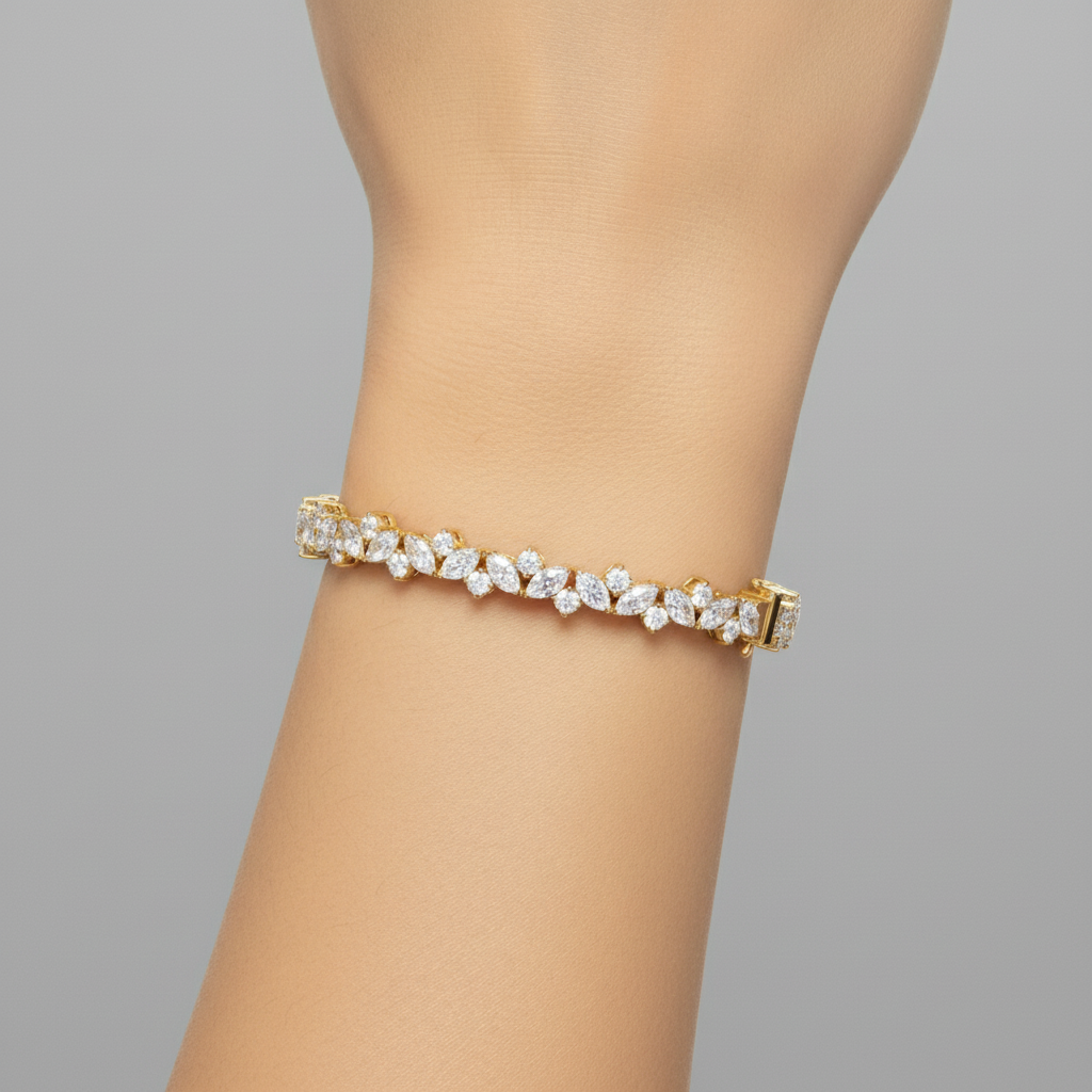 Elegant Marquise & Round Cut Moissanite Diamond Bracelet
