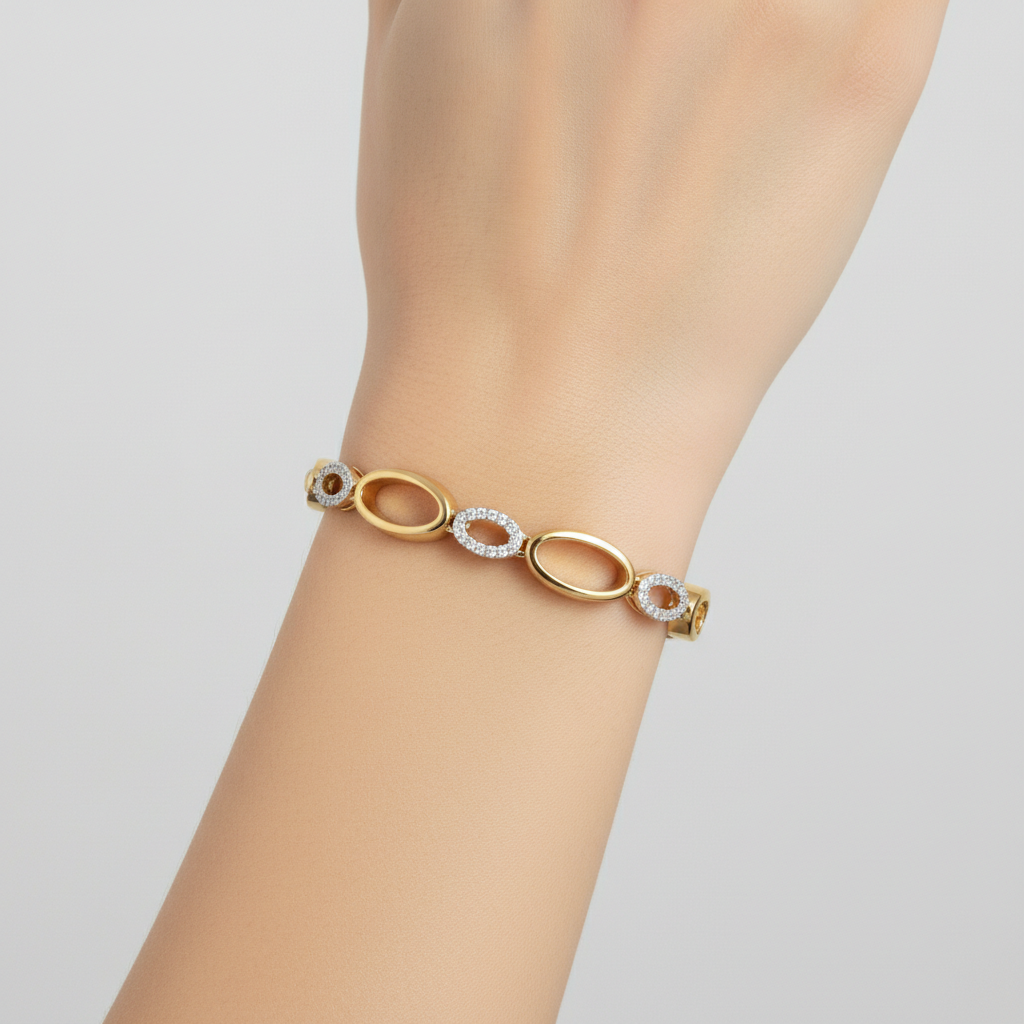 Elegant Oval Motif Round Cut Moissanite Diamond Bracelet