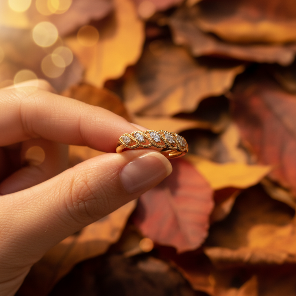 Round Cut Moissanite Diamond Keeya Band Wedding Ring