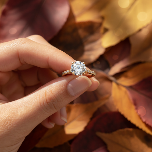 Round Cut Moissanite Diamond 4 Prong Setting Solitaire Engagement Ring