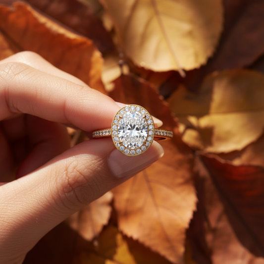 Oval Cut Moissanite Channel Setting Bridal Ring