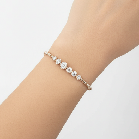 Bezel Set Round Cut Moissanite Diamond Bracelet