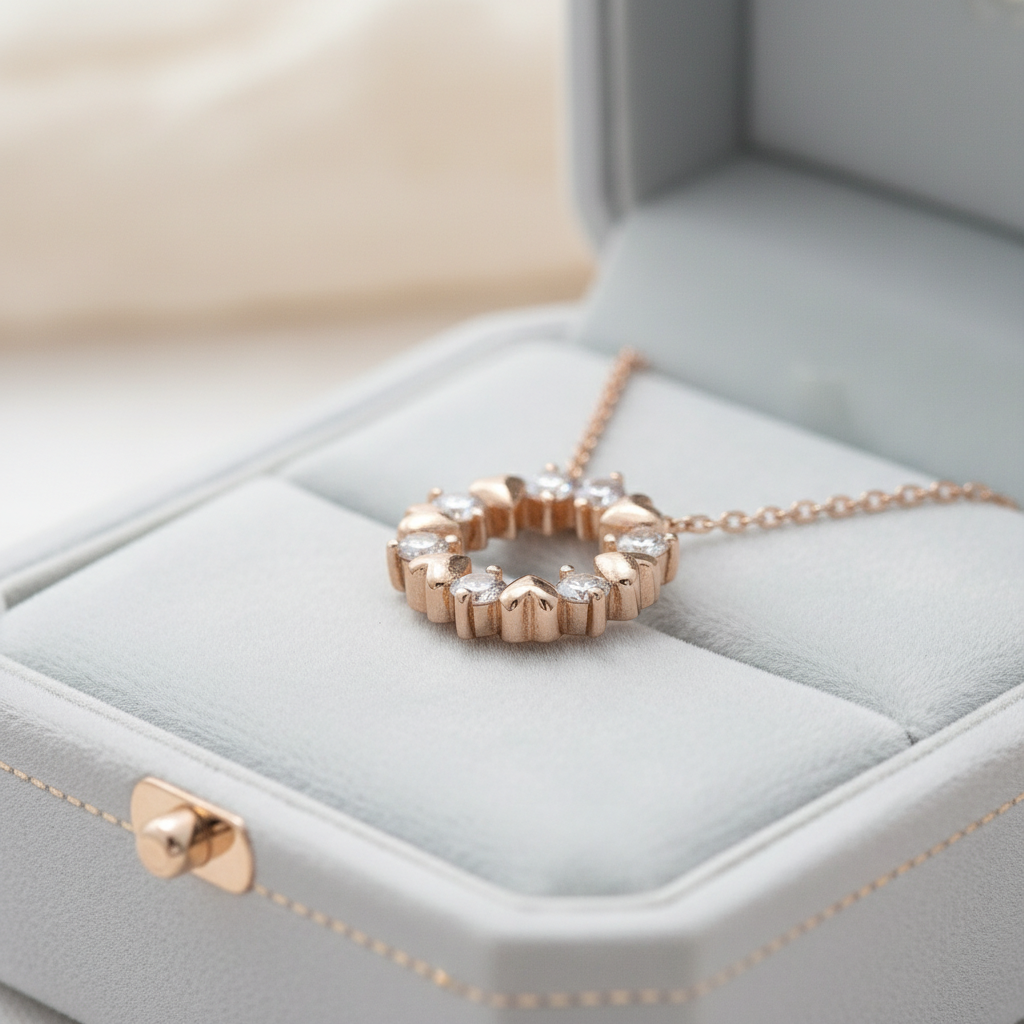 Hearts of Eternity Moissanite Diamond Circle Pendant