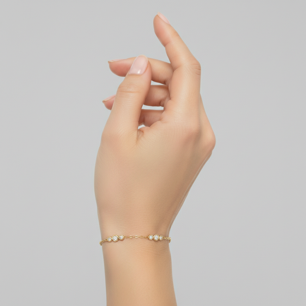 Classic Bezel Round Cut Lab Grown Diamond Bracelet