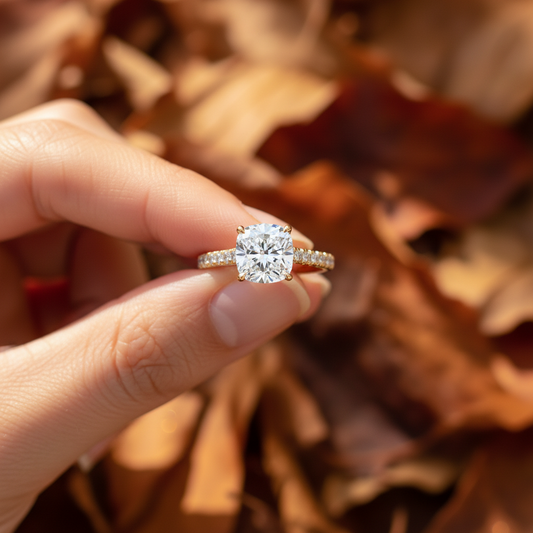 Cushion Cut Moissanite Halo Bridal Ring