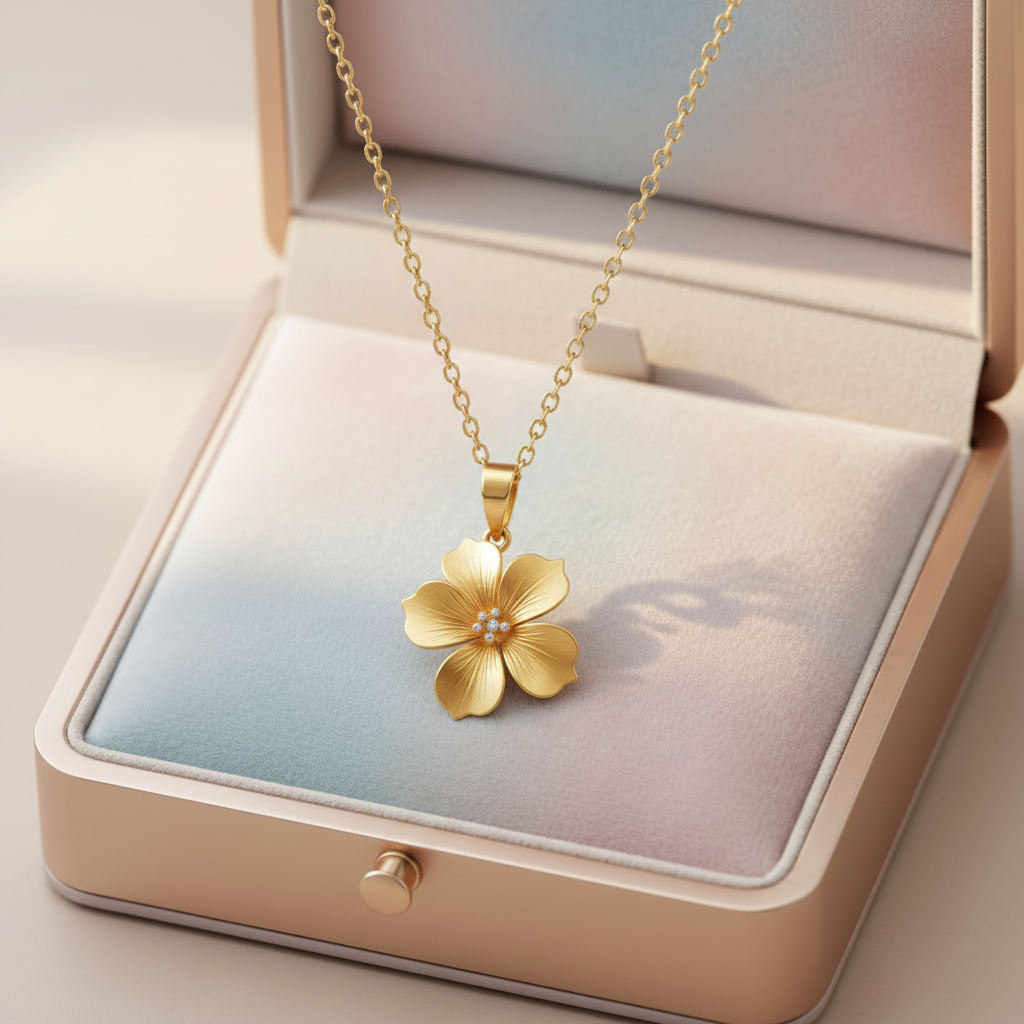 Golden Blossom Lab Grown Diamond Flower Pendant