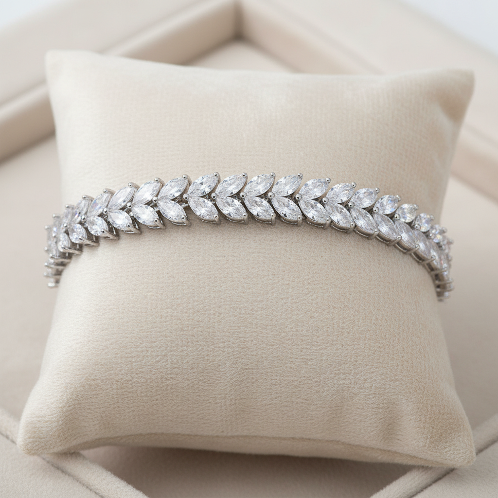 Chimes Leaf Marquise Moissanite Diamond Tennis Bracelet