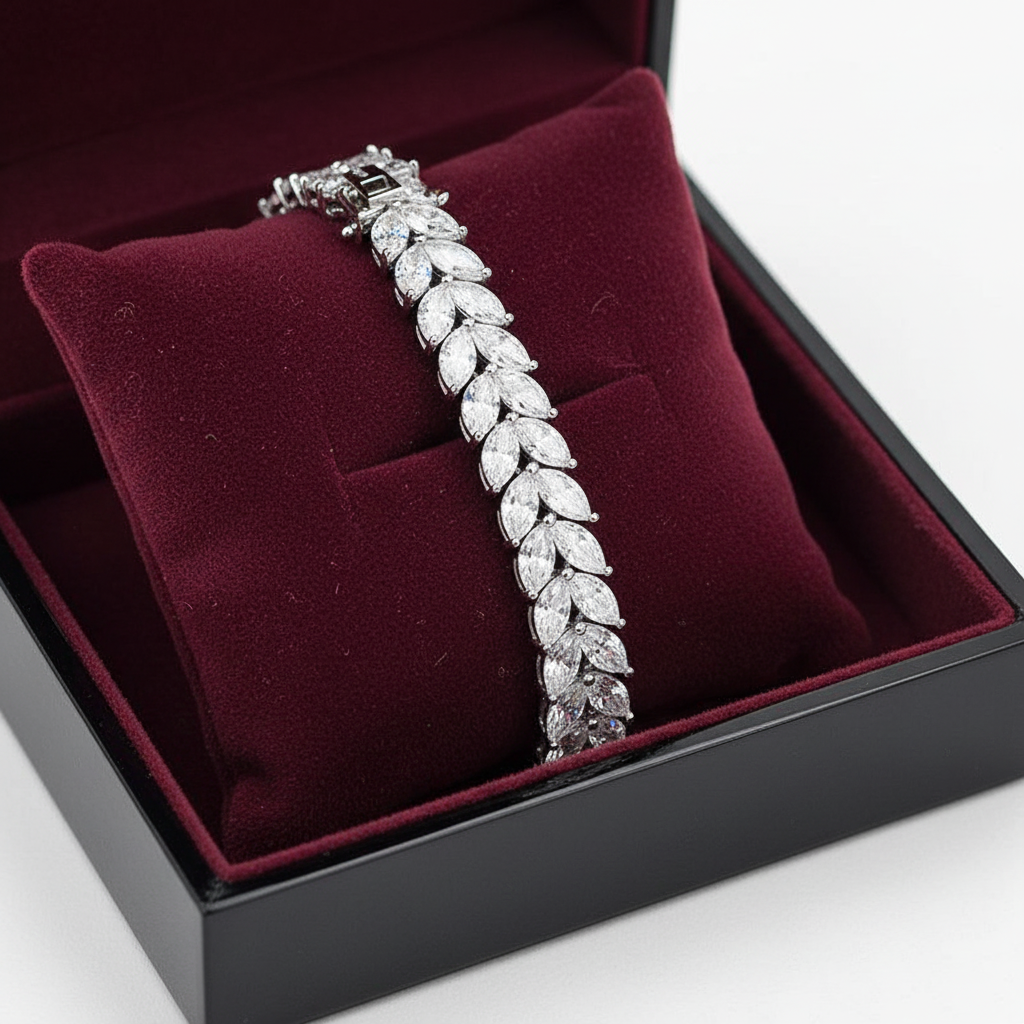 Chimes Leaf Marquise Lab Grown Diamond Tennis Bracelet