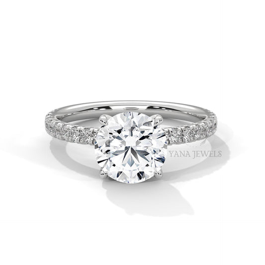 Round Cut Prong Setting Solitaire Ring, Moissanite Diamond Wedding Ring, Round 1.0 To 3.0 CT Diamond Ring for Women, Engagement Ring.