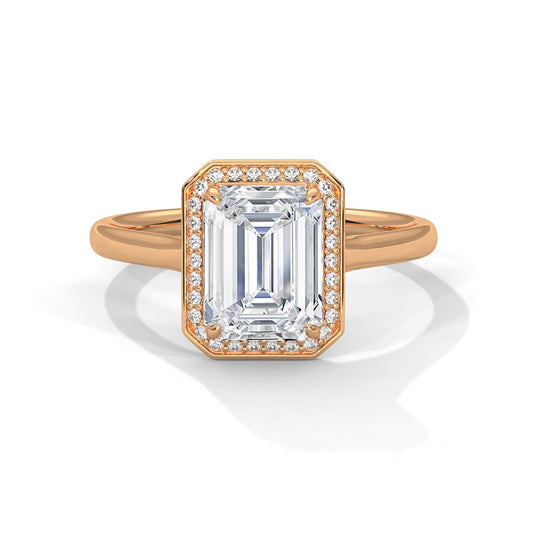 Elegant Emerald Cut Solitaire Ring GRA Certified Moissanite Diamond Wedding Ring, Engagement Ring, Round Diamond Ring for Women