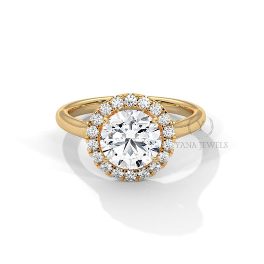 Round Cut Halo Setting Solitaire Ring, Moissanite Diamond Wedding Ring, Round 1.0 To 3.0 CT Diamond Ring for Women, Engagement Ring.