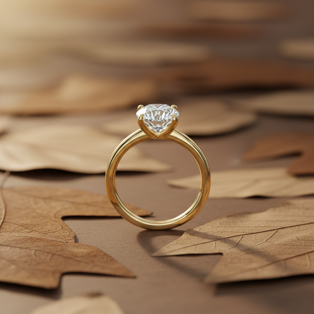 Round Cut Diamond 4 Claw Prong Setting Solitaire Engagement Ring