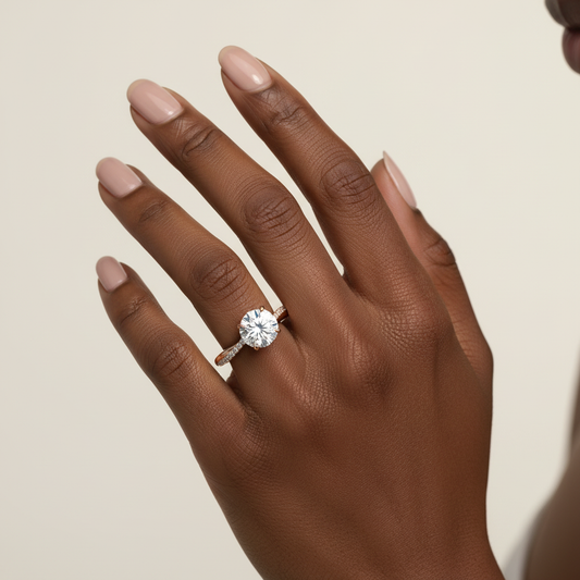 Round Cut moissanit Diamond 4 Claw Prong Setting ring Infinite Engagement Ring