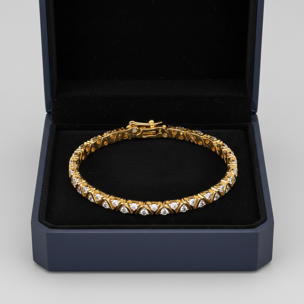 Modern Zig-Zag Round Cut Lab Grown Diamond Tennis Bracelet