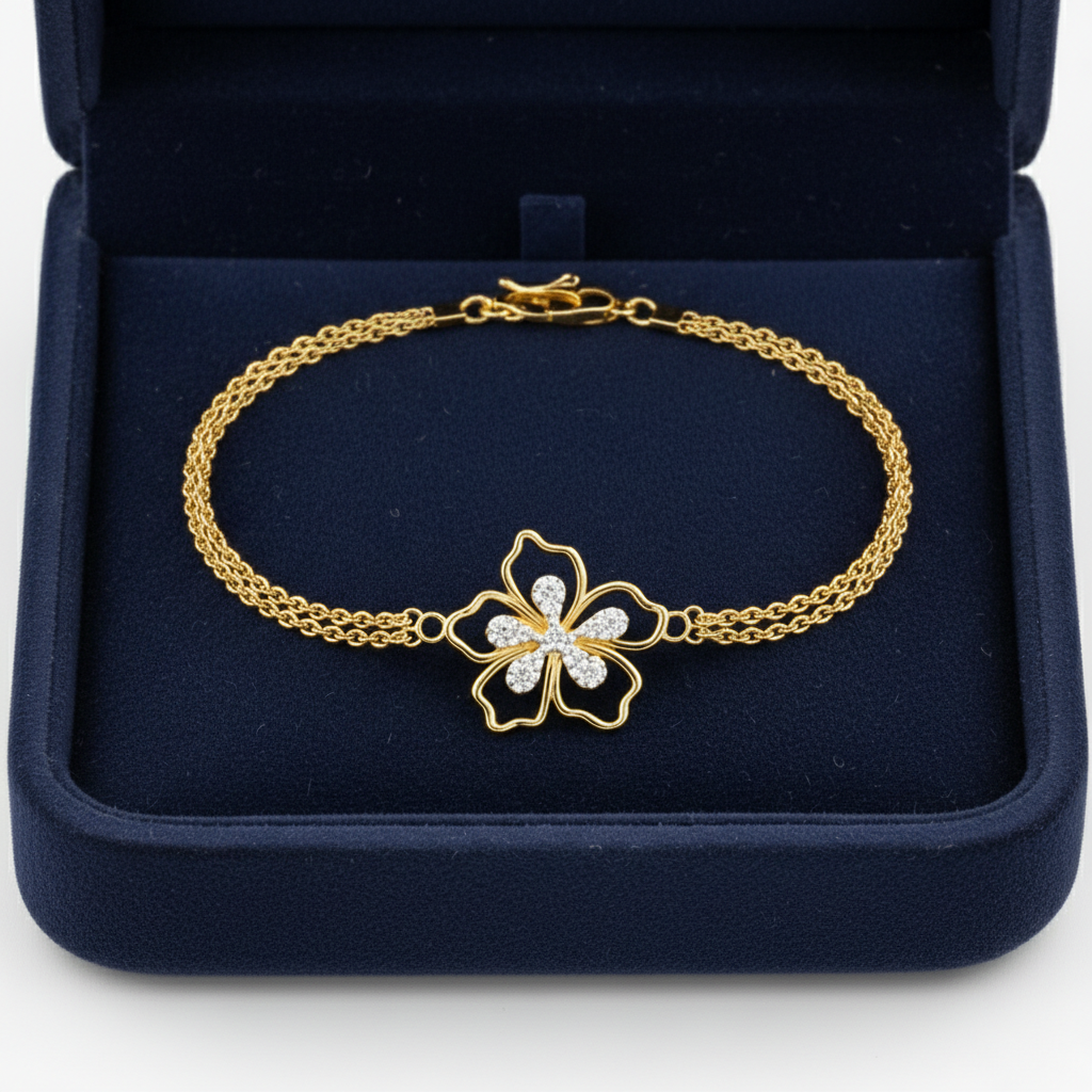 Luxury Floral Round Cut Lab Grown Diamond Bracelet