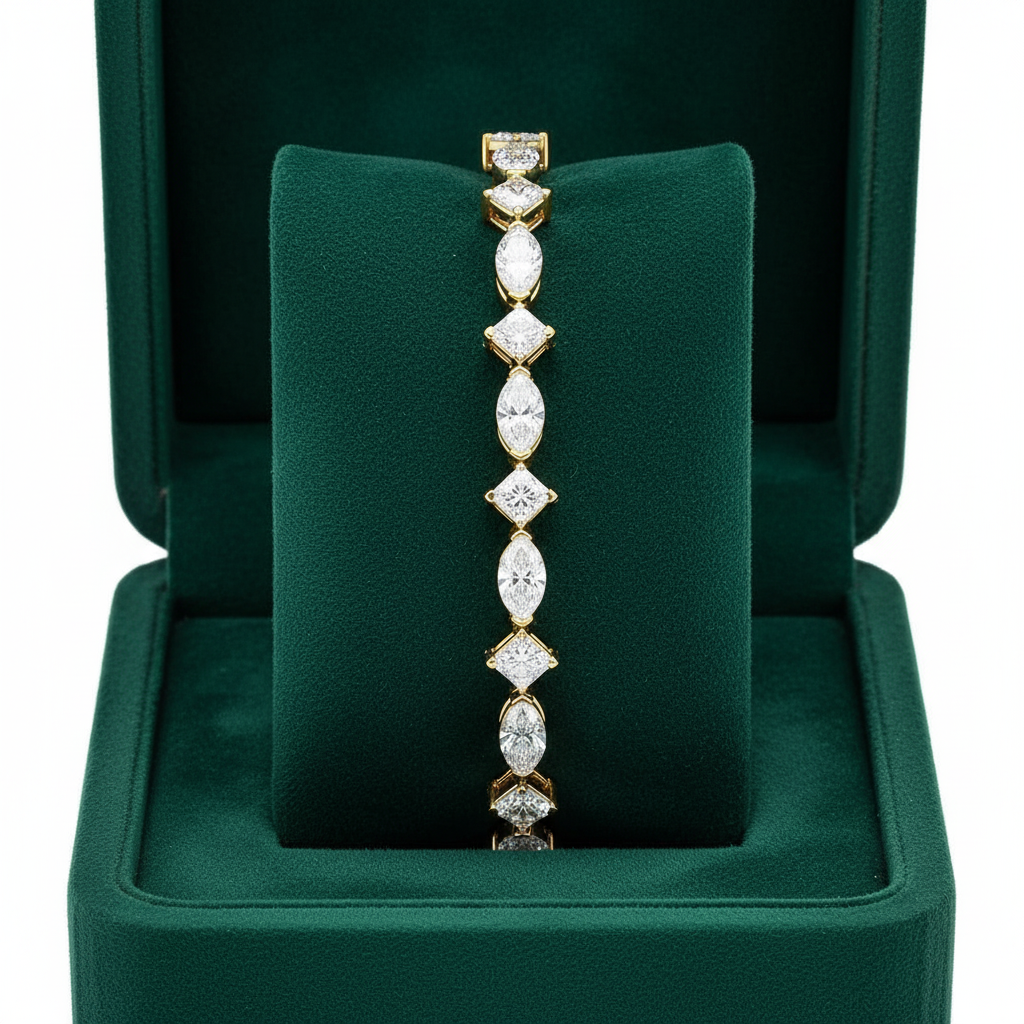 Marquise & Princess Cut Moissanite Diamond Tennis Bracelet