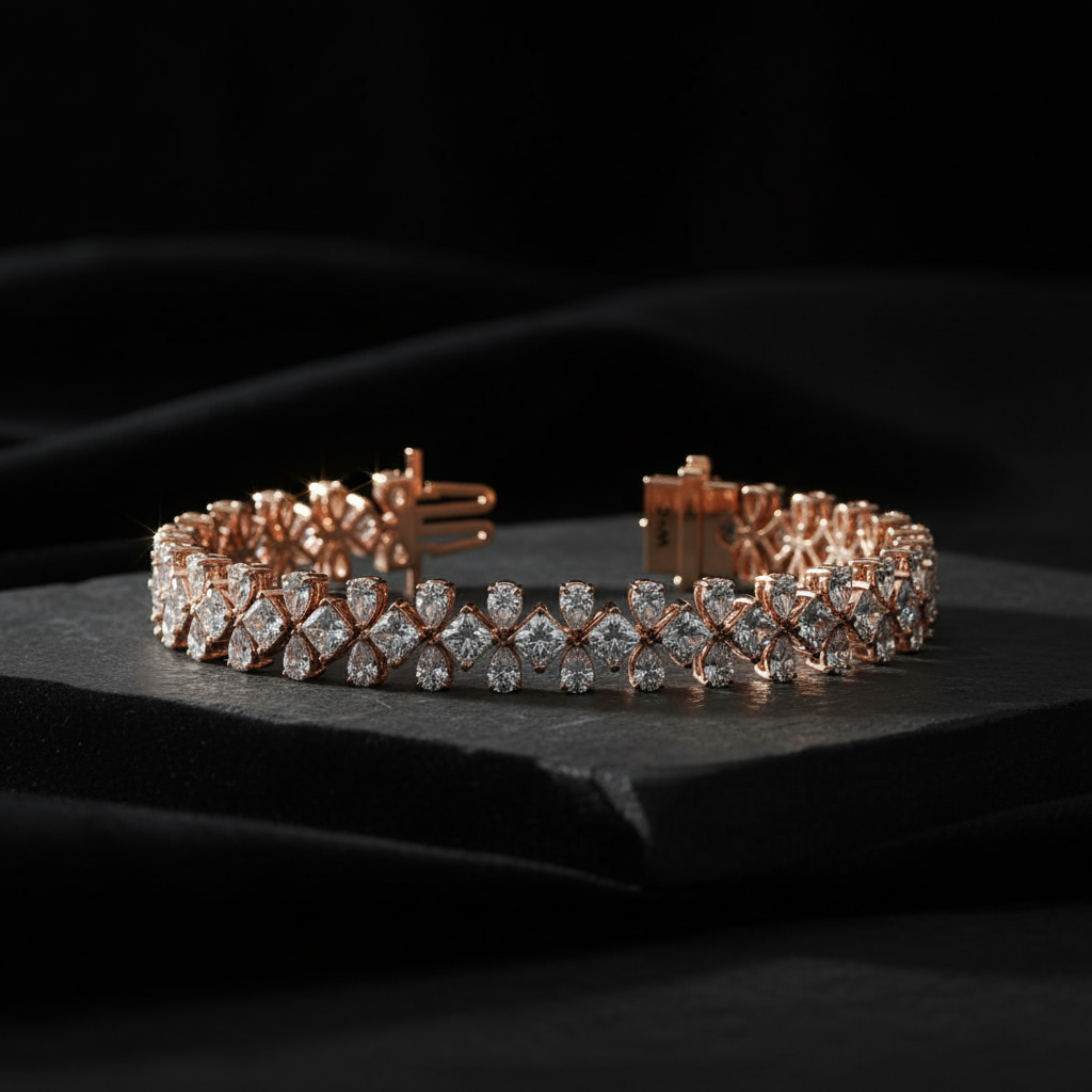 3 Row Fancy Cut Lab Grown Diamond Tennis Bracelet