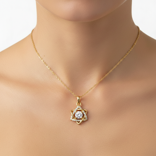 TriAura Halo Round Cut Moissanite Diamond Pendant