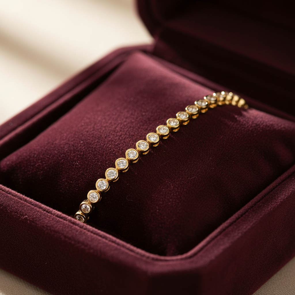 Round Cut Moissanite Bezel Tennis Bracelet