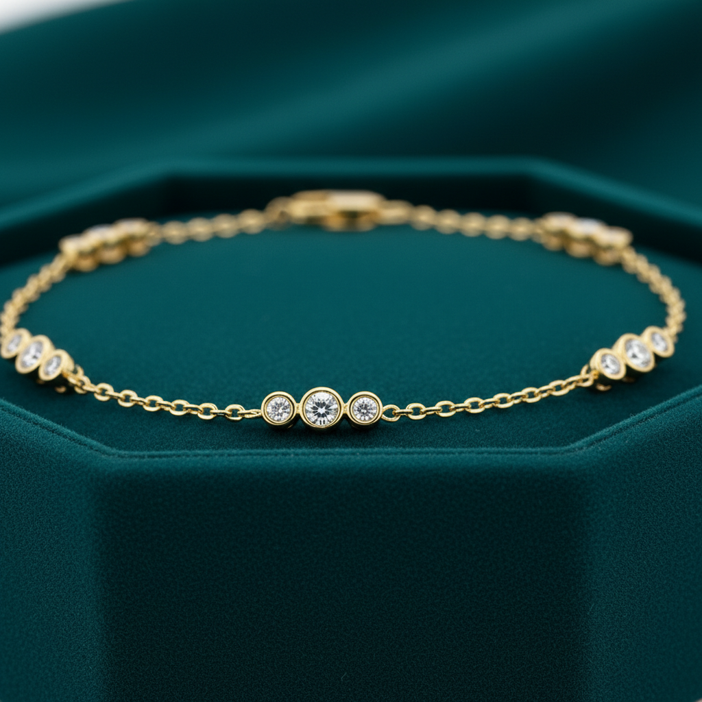 Classic Bezel Round Cut Lab Grown Diamond Bracelet