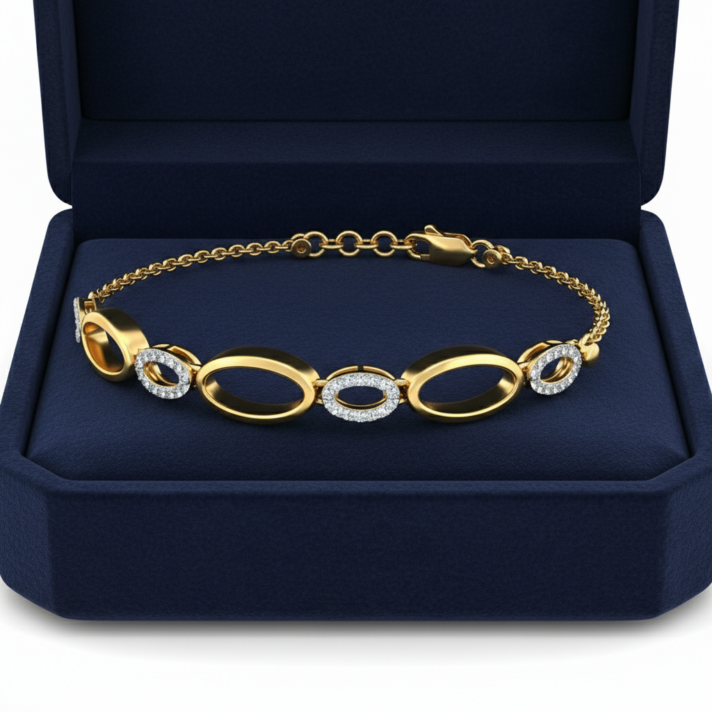 Elegant Oval Motif Round Cut Lab Grown Diamond Bracelet