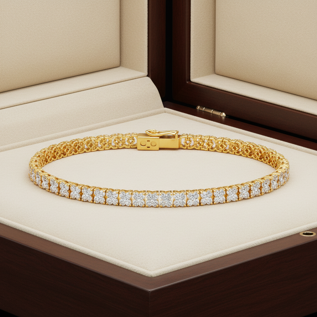 Luxury Floral Moissanite Diamond Tennis Bracelet