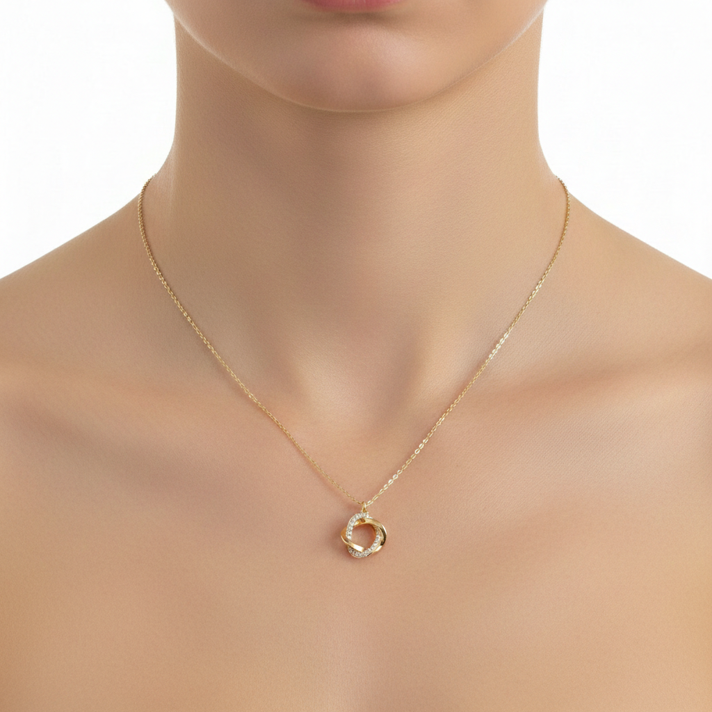 Eternal Unity Lab Grown Diamond Circle Pendant in Yellow Gold