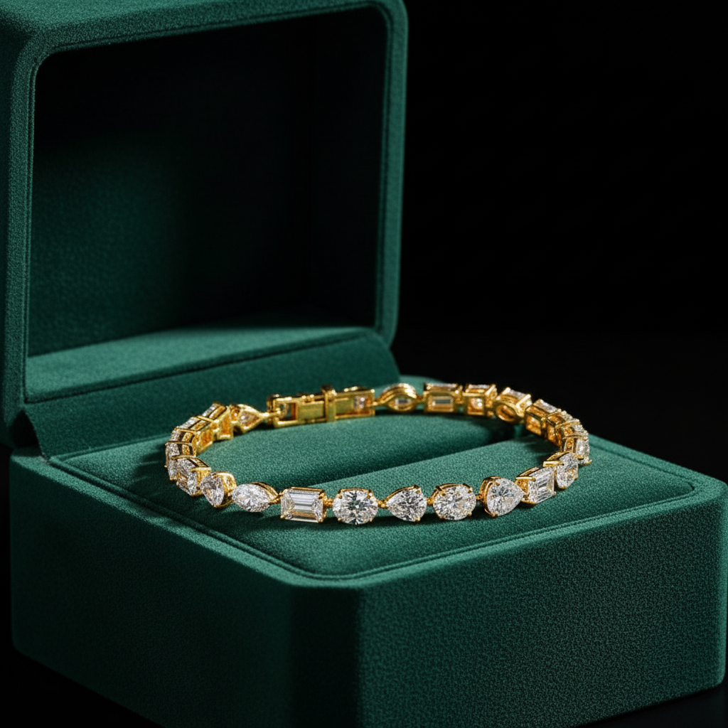 Multi-Shape Moissanite Diamond Tennis Bracelet