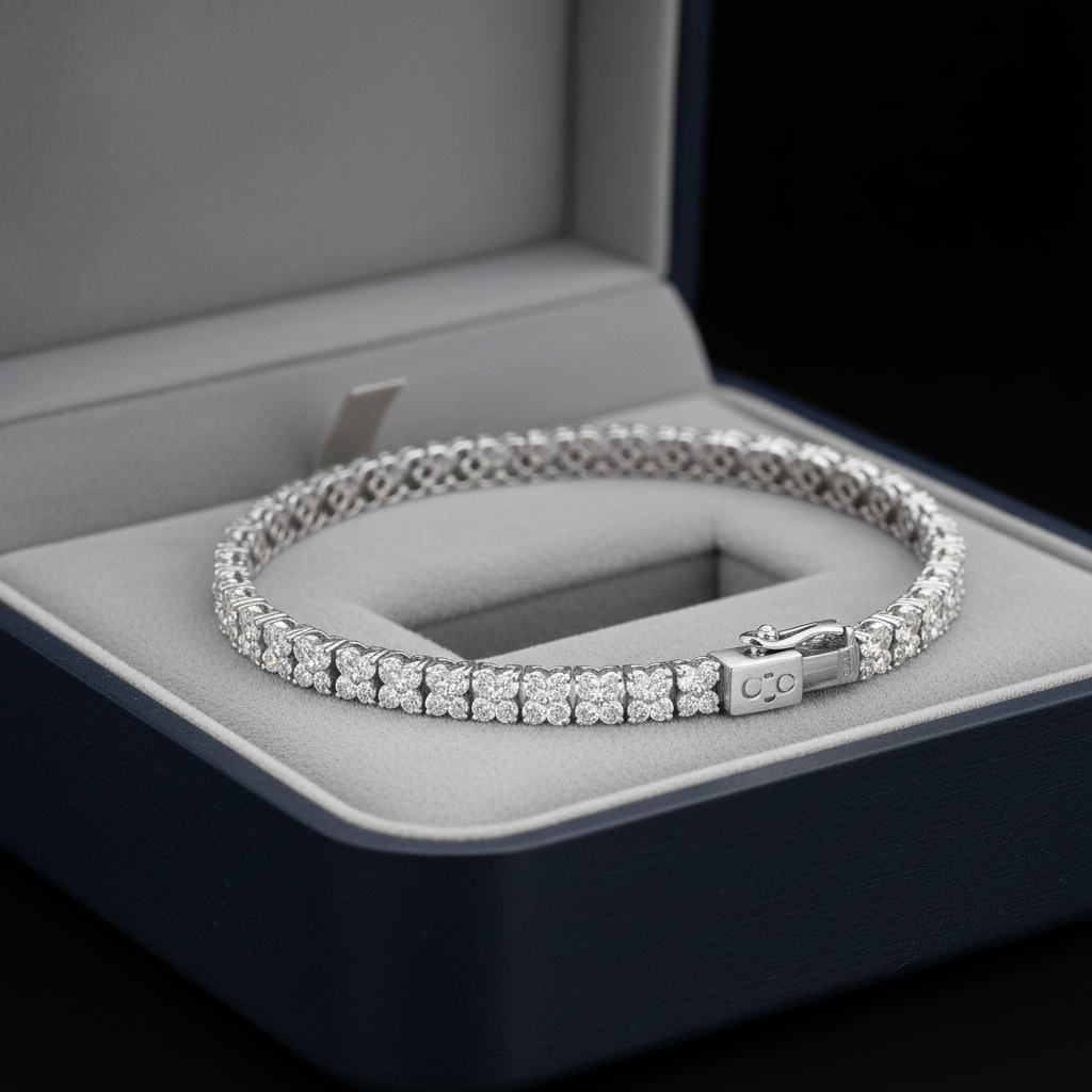 Luxury Floral Lab Grown Diamond Tennis Bracelet