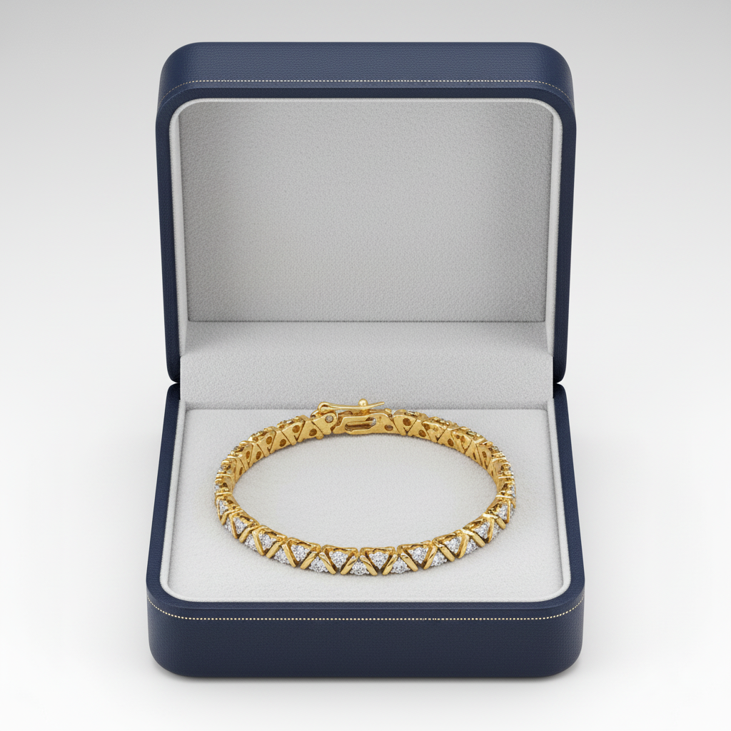 Modern Zig-Zag Round Moissanite Tennis Bracelet