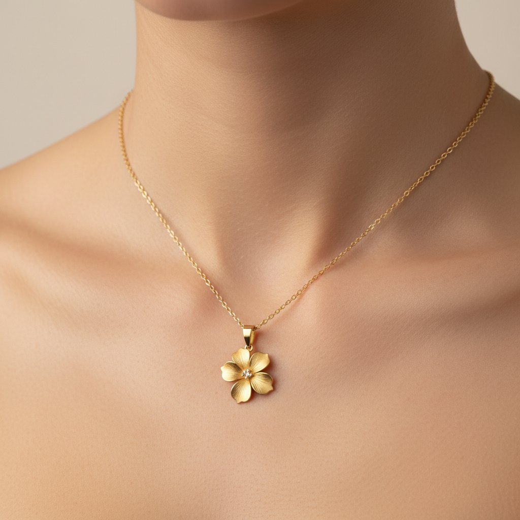 Golden Bloom Moissanite Diamond Flower Pendant