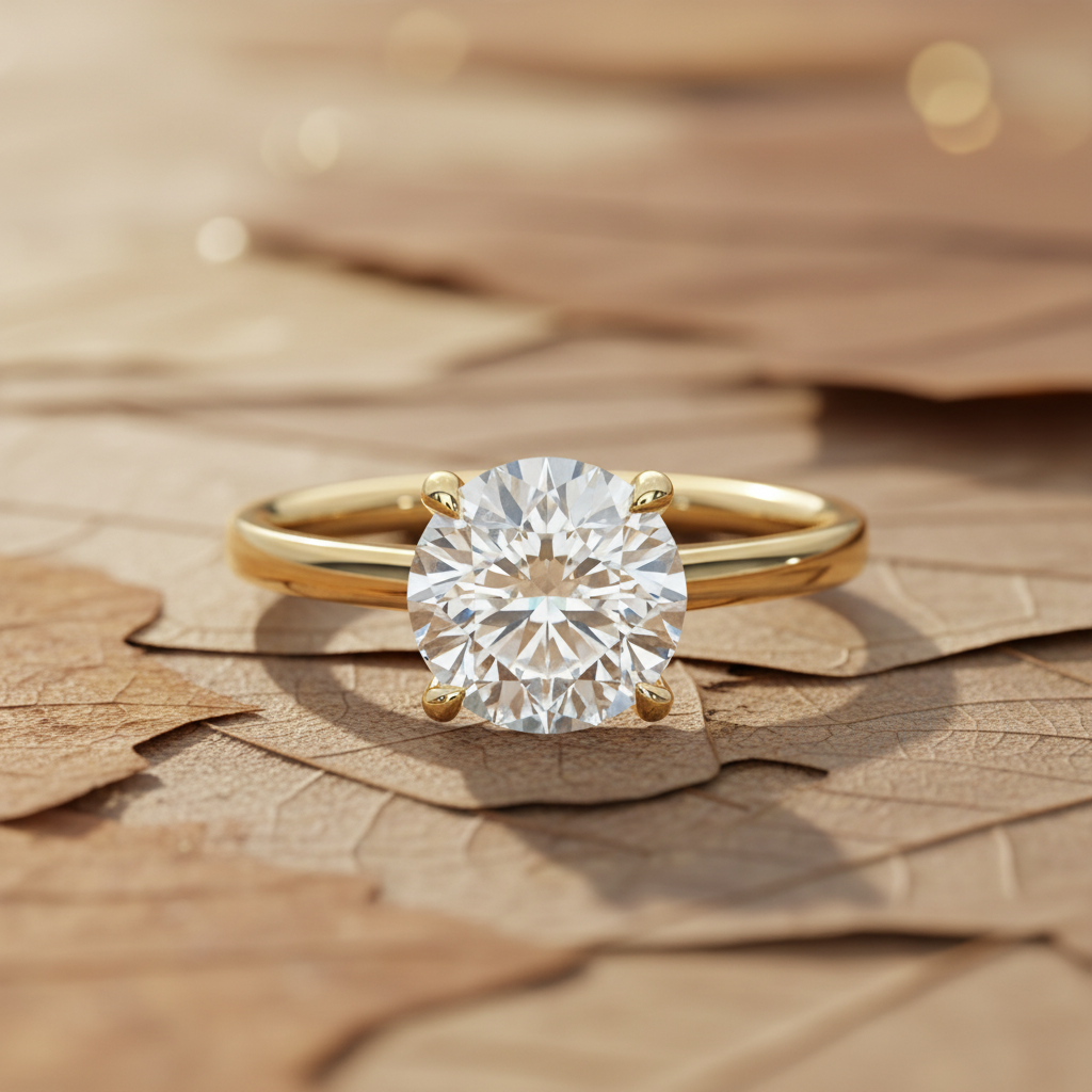 Round Cut Diamond 4 Claw Prong Setting Solitaire Engagement Ring