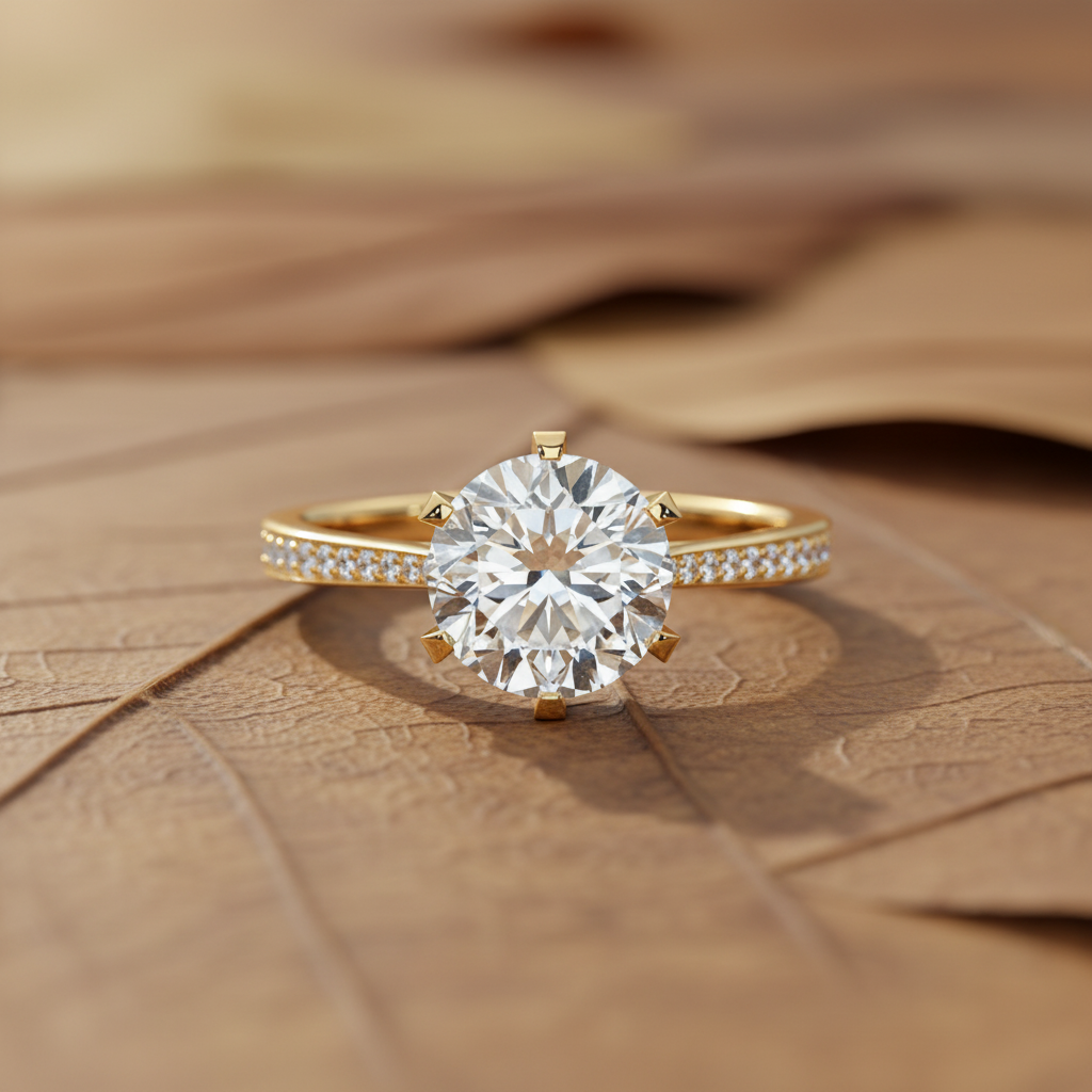 Six-Prong Round Moissanite French Pave Channel Setting engagement rings