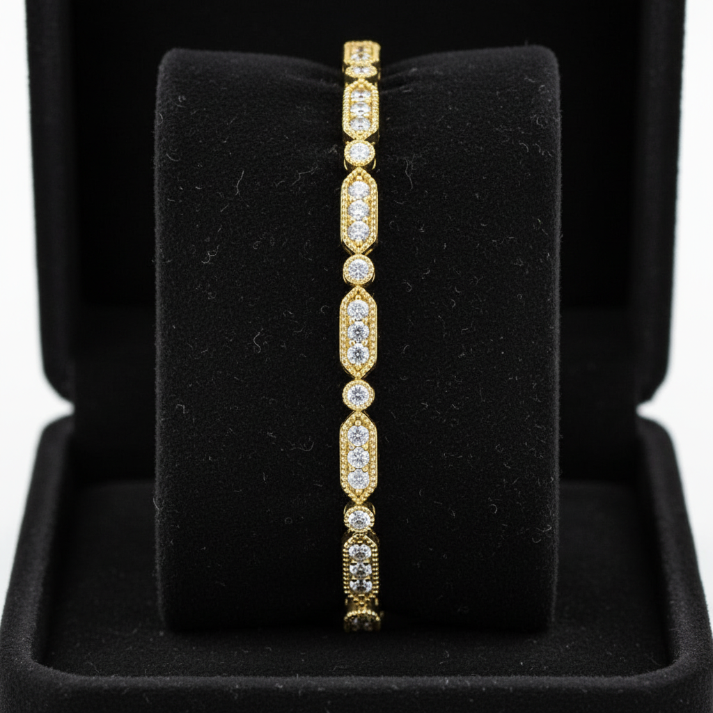 Round Cut Lab Grown Diamond Pave Tennis Bracelet
