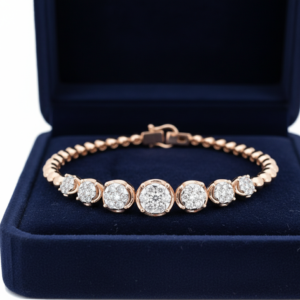 Bezel Set Round Cut Moissanite Diamond Bracelet