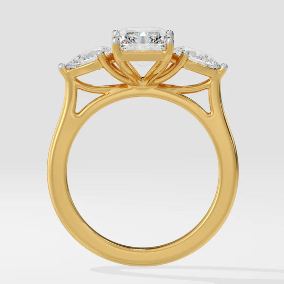 oval solitaire engagement ring with floral blue sapphire halo