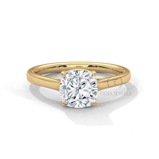 cushion cut moissanite solitaire engagement ring