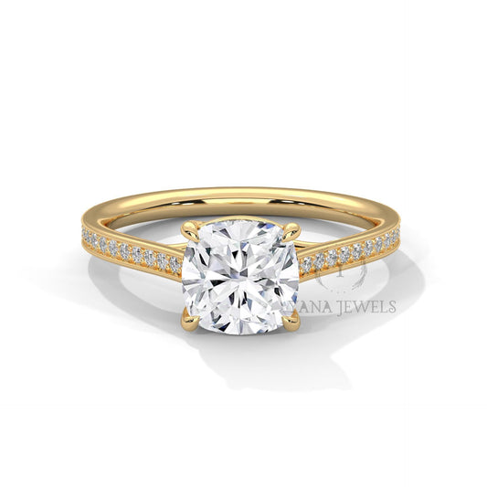 1.0 To 3.0 CT Cushion Cut Solitaire Ring GRA Certified Moissanite Diamond Wedding Ring, Engagement Ring, Cushion Diamond Ring for Women