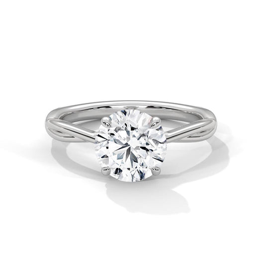 Elegant Round Cut GRA Certified Moissanite Diamond Wedding Ring, Twist band Solitaire Engagement Ring, Round Diamond Ring for Women.