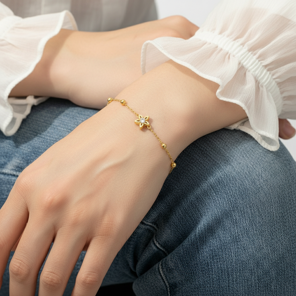 Minimalist Star Lab Grown Diamond Chain Bracelet
