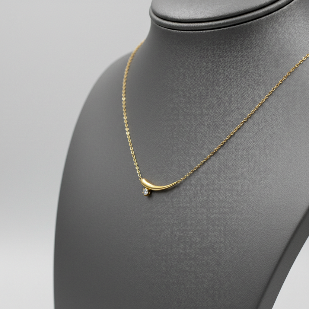 Sculpted Curve Lab Grown Diamond Pendant in Yellow Gold