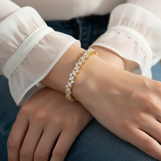 Exquisite Marquise & Round Cut Lab Grown Diamond Bracelet