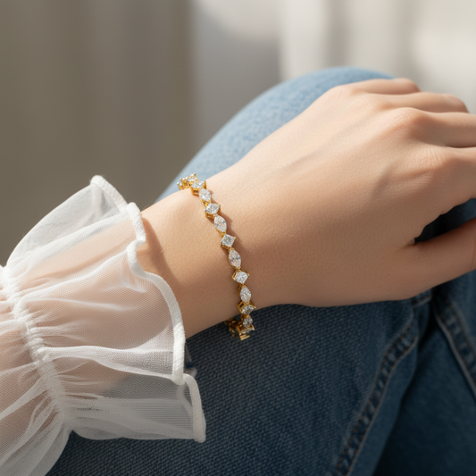 Marquise & Princess Cut Moissanite Diamond Tennis Bracelet