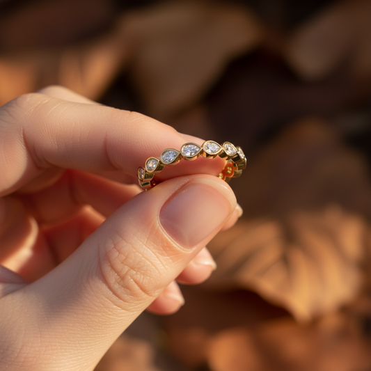 Serenity Pear Cut Moissanite Diamond Eternity Ring