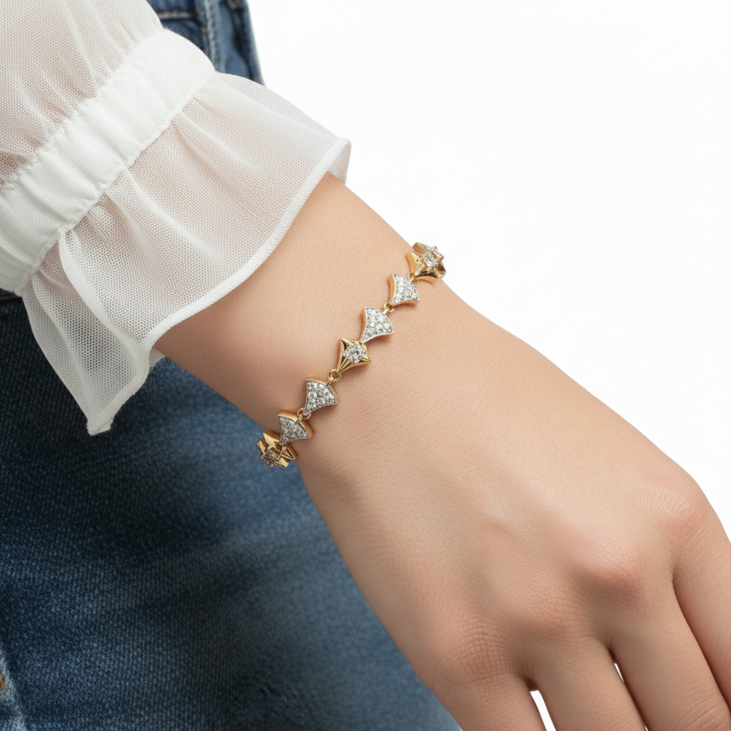 Elegant Bow Motif Moissanite Diamond Bracelet