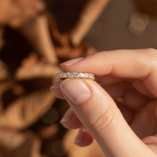 Crown Line Marquise Moissanite Eternity Diamond Band