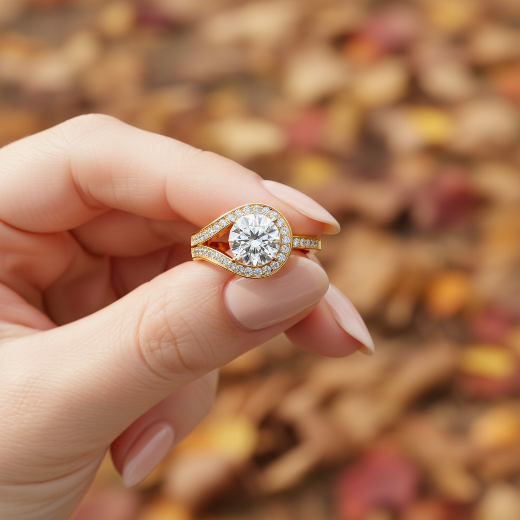 Round Cut Moissanite Diamond Infinite Chennal Bridal Ring