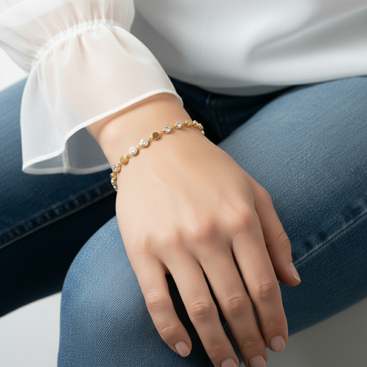 Elegant Round Cut Moissanite Diamond Station Bracelet