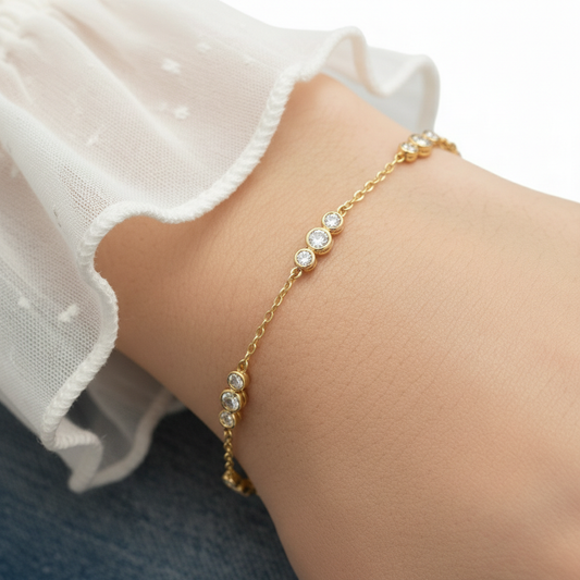 Classic Bezel Round Cut Lab Grown Diamond Bracelet