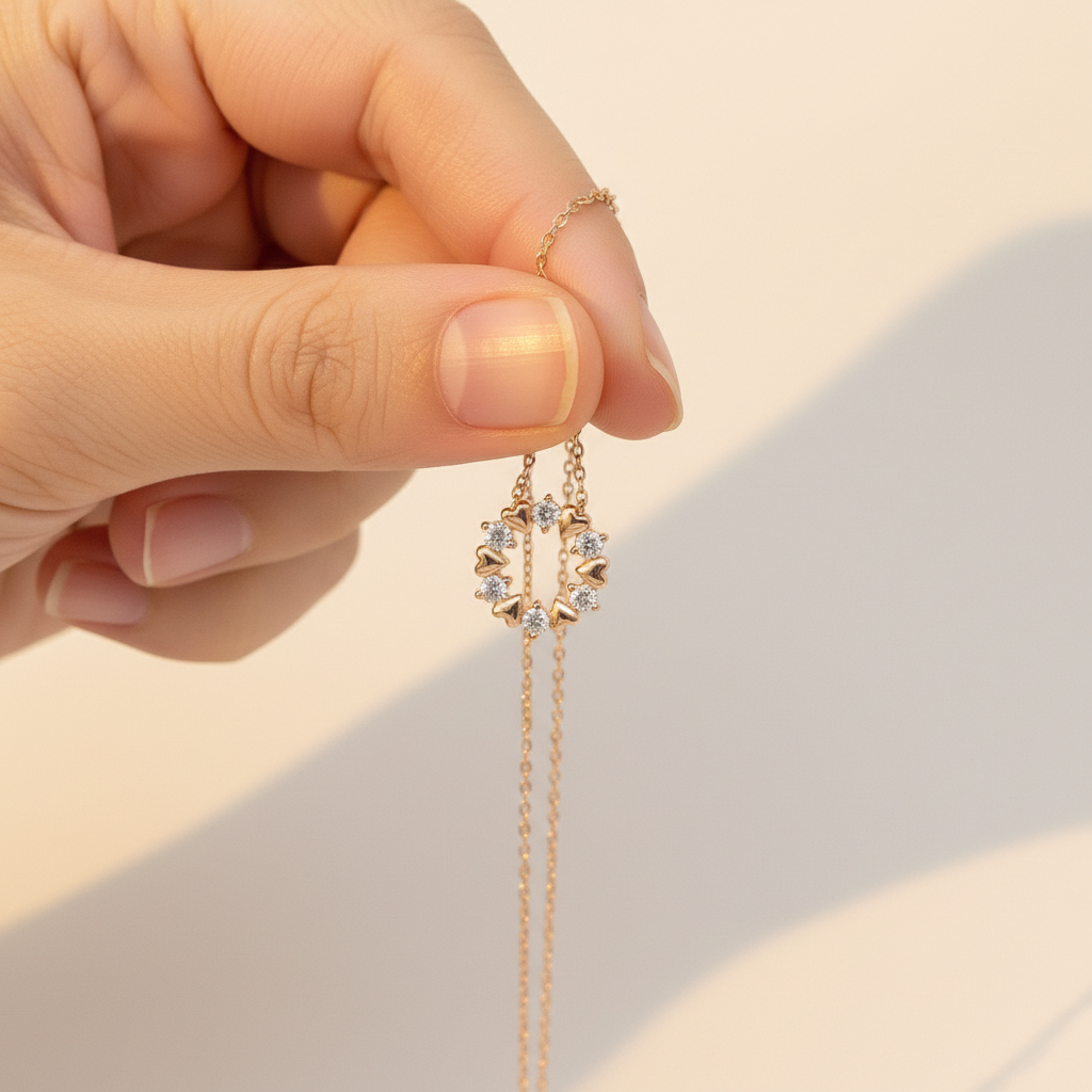 Hearts of Eternity Moissanite Diamond Circle Pendant